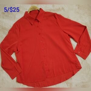 5 /$25  Vibrant Burnt Orange Button-Down Shirt